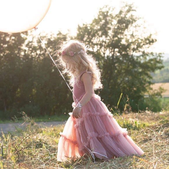 One Left in 7/8. PRICE FIRM - NWT Pink Tiered Princess Girls Fluffy Tulle Dress - Picture 4 of 10